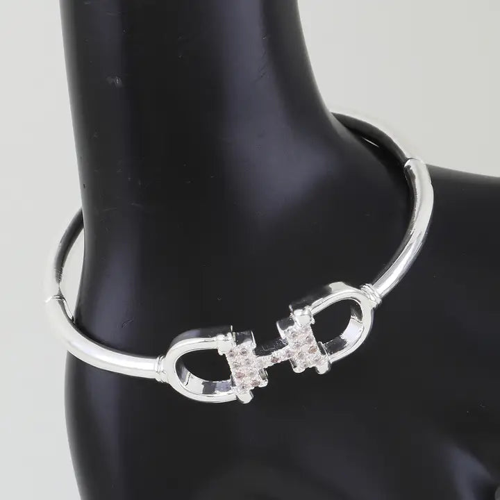 Jeweled Horse Shoe Link Chain Bracelet