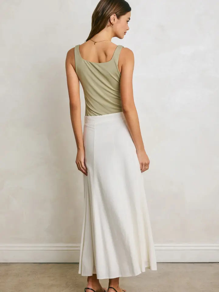 Linen Flared Maxi Skirt