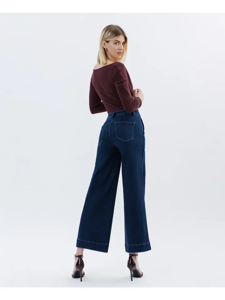 High Rise Wide Ankle Jeans