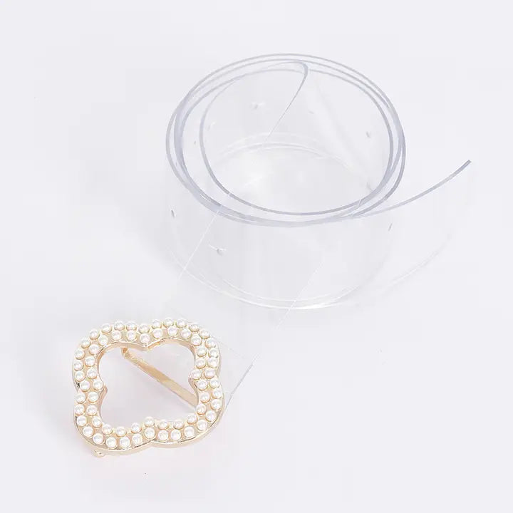 Pearl Metal Clover Buckle Clear Belt
