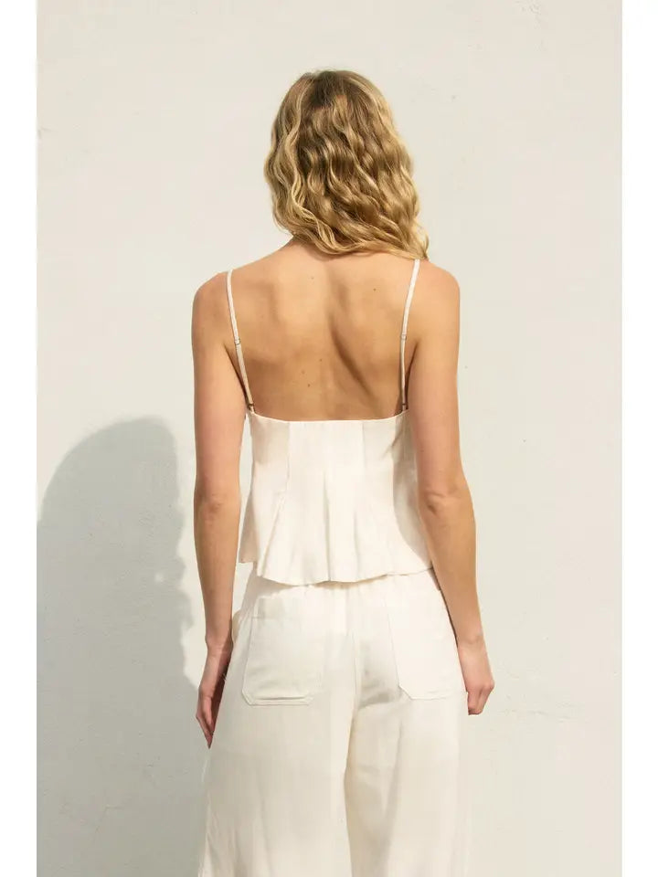 Linen Sleeveless Flare Top