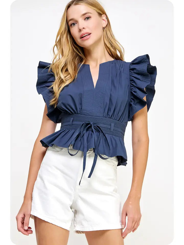 Flutter Sleeve Peplum Top