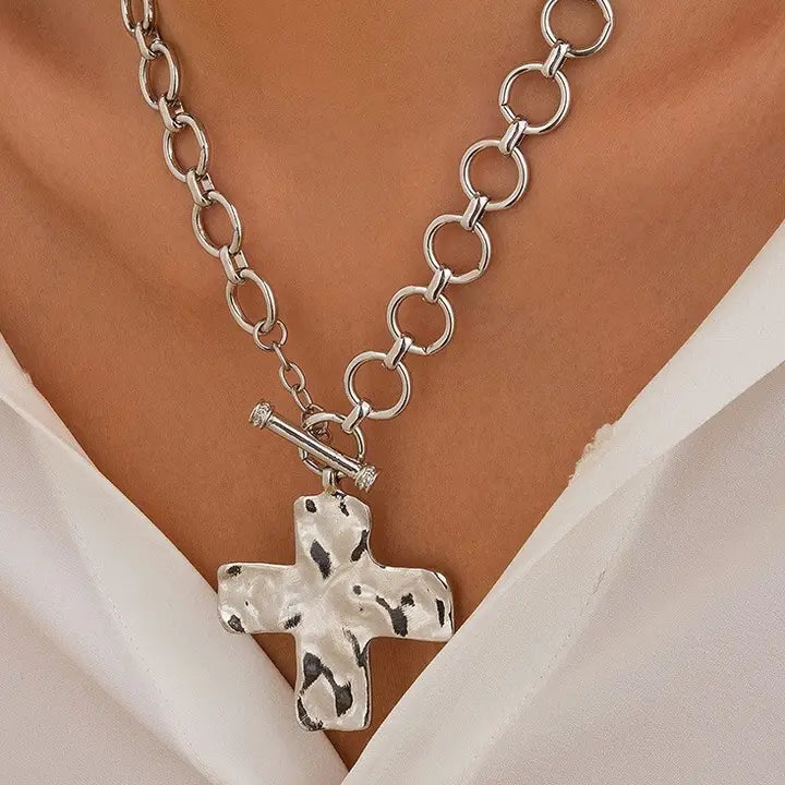 Hammered Cross Necklace