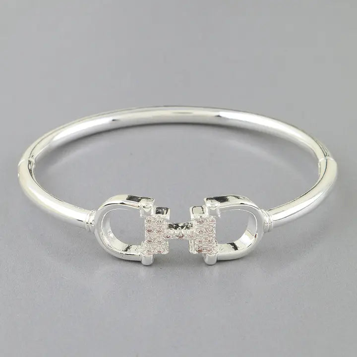 Jeweled Horse Shoe Link Chain Bracelet