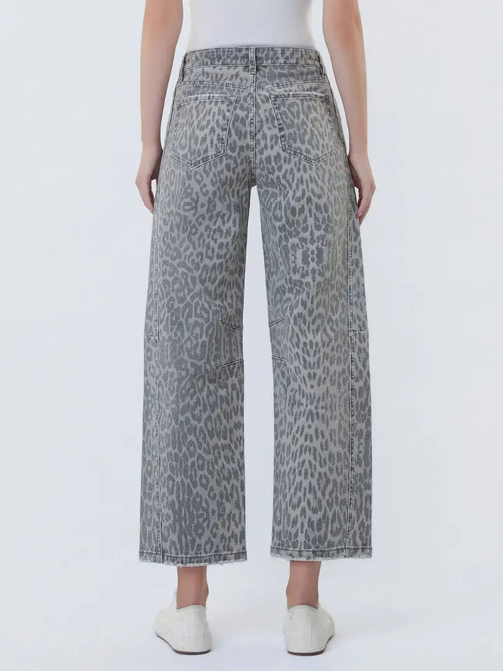 Drawstring Leopard Barrel Jeans