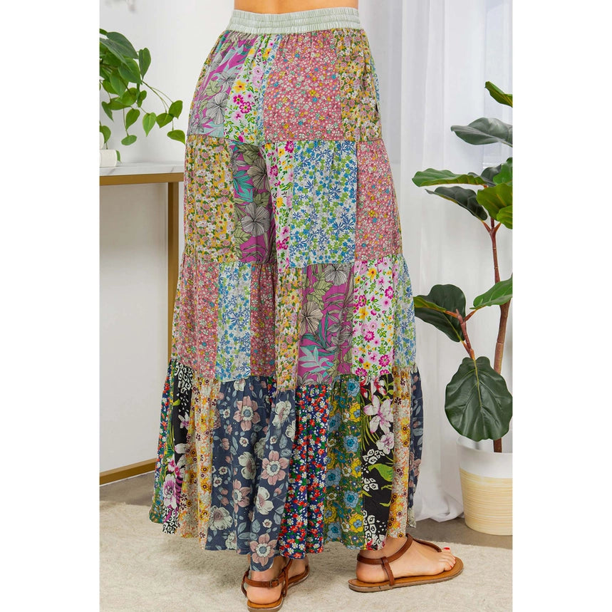 Patchwork Tiered Pants
