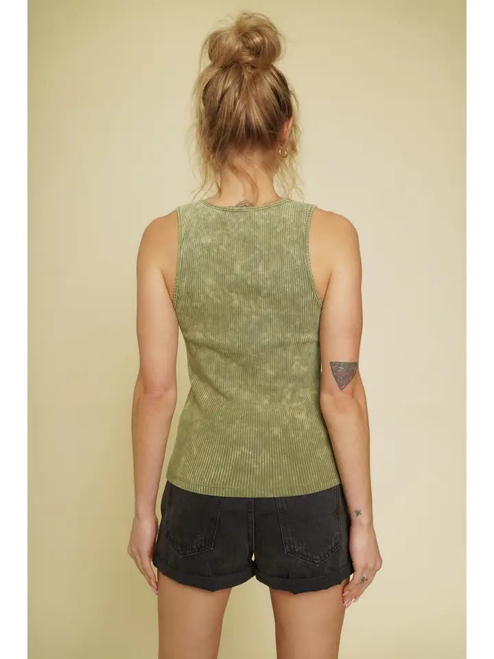 Washed Ribbed Tank Top