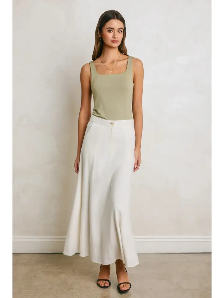 Linen Flared Maxi Skirt