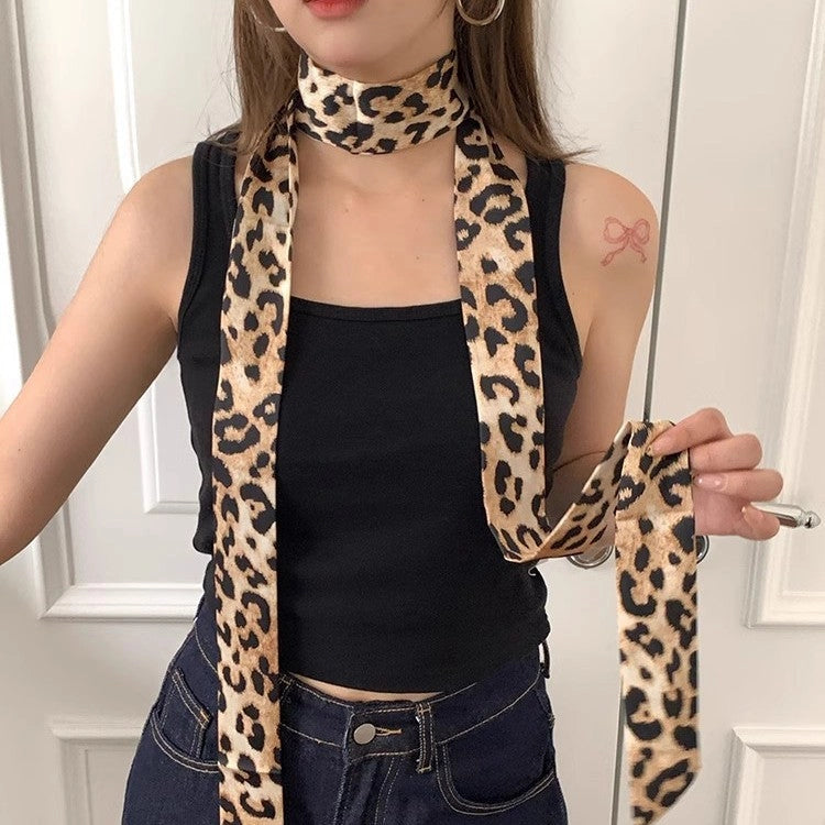 Leopard Print Waist Belt Silk Scarf
