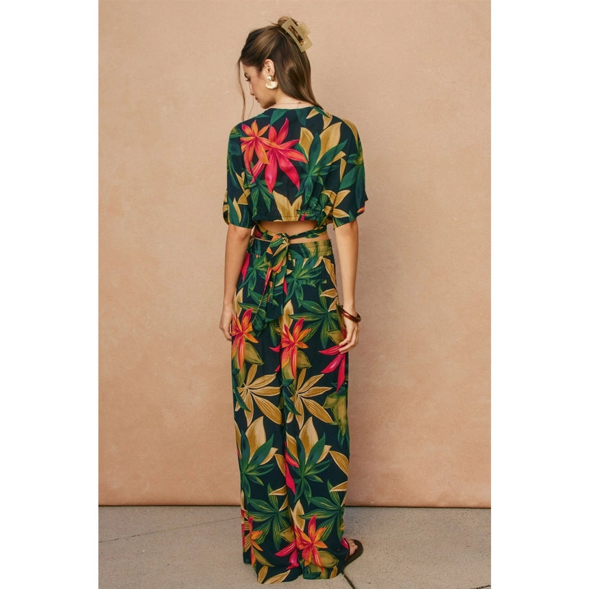 Tropical Wide Leg Pull On Pants