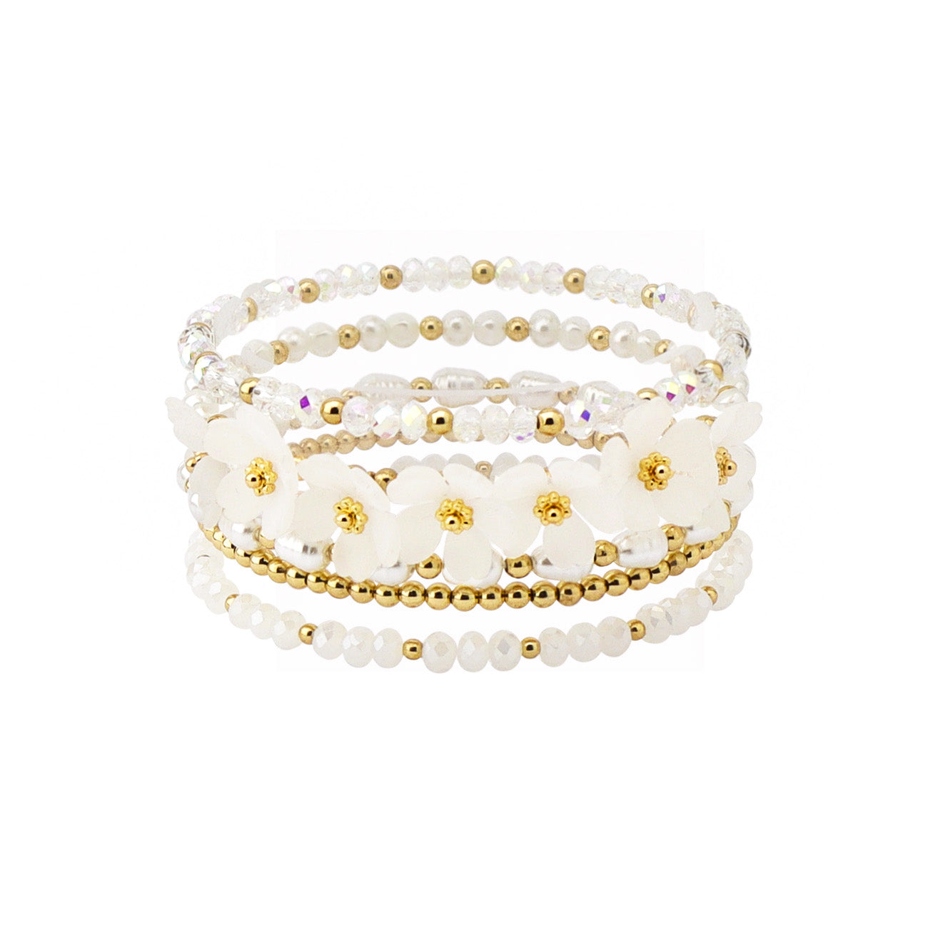 Stacked Floral Beaded Bracelet