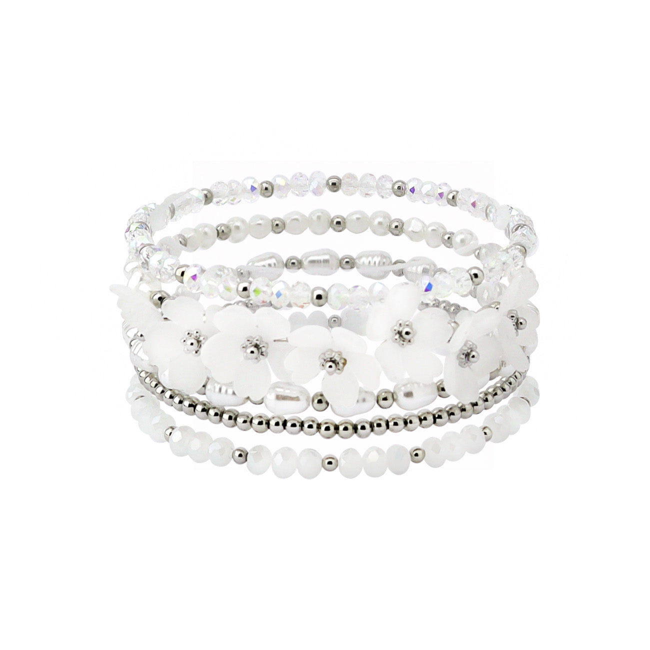 Stacked Floral Beaded Bracelet