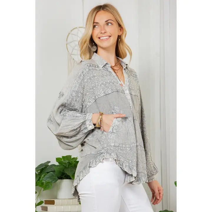 Bohemian Rayon Bat Sleeves Top