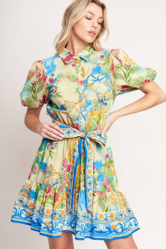 Printed Woven Mini Dress
