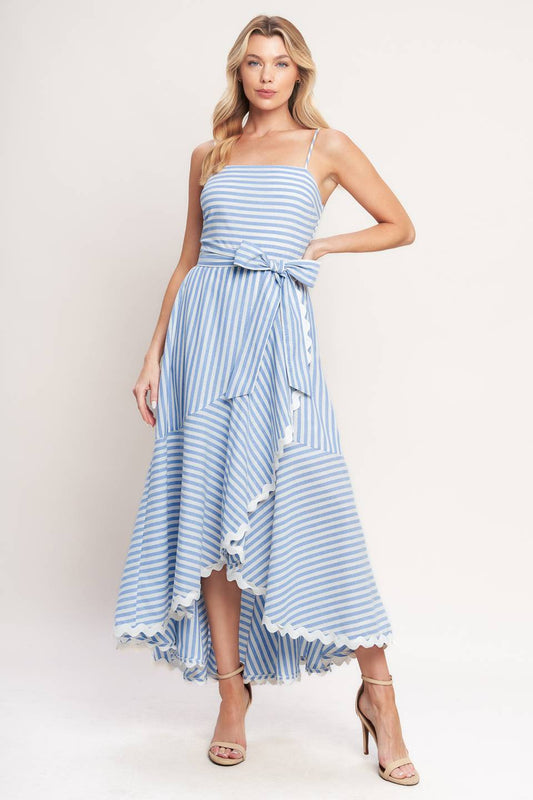 Strappy Striped Midi Dress