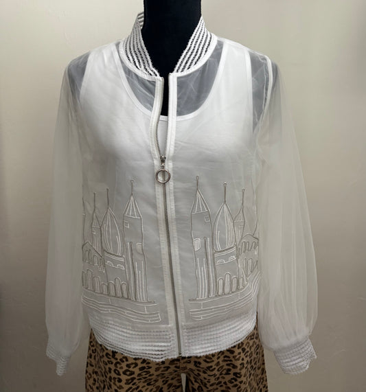 White Sheer Bomber Jacket with Detail and Tank (2 pc)