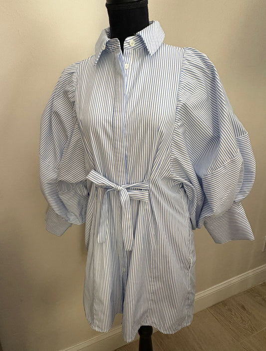 Blue Striped Shirt Dress