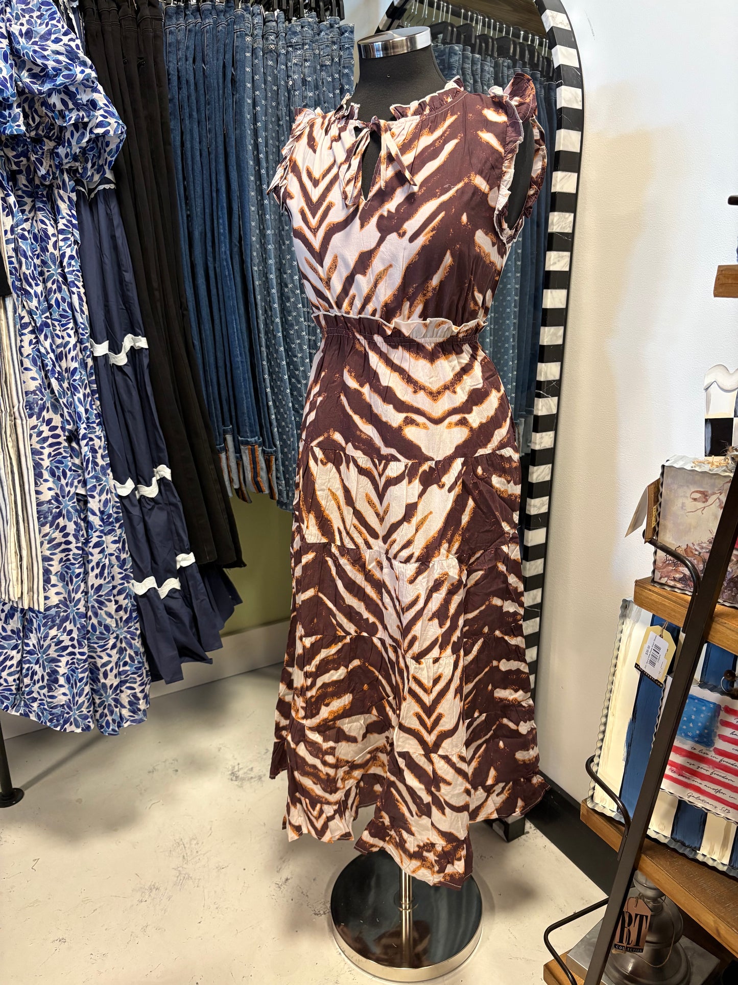 Ab Print Ruffle Slv Dress