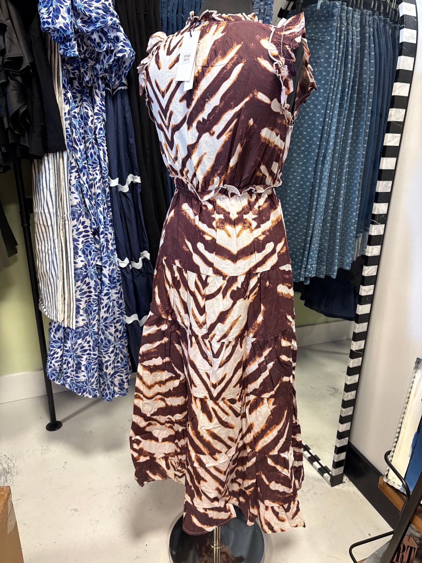 Ab Print Ruffle Slv Dress