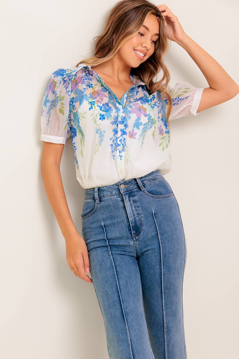 Floral Woven Top w Cami