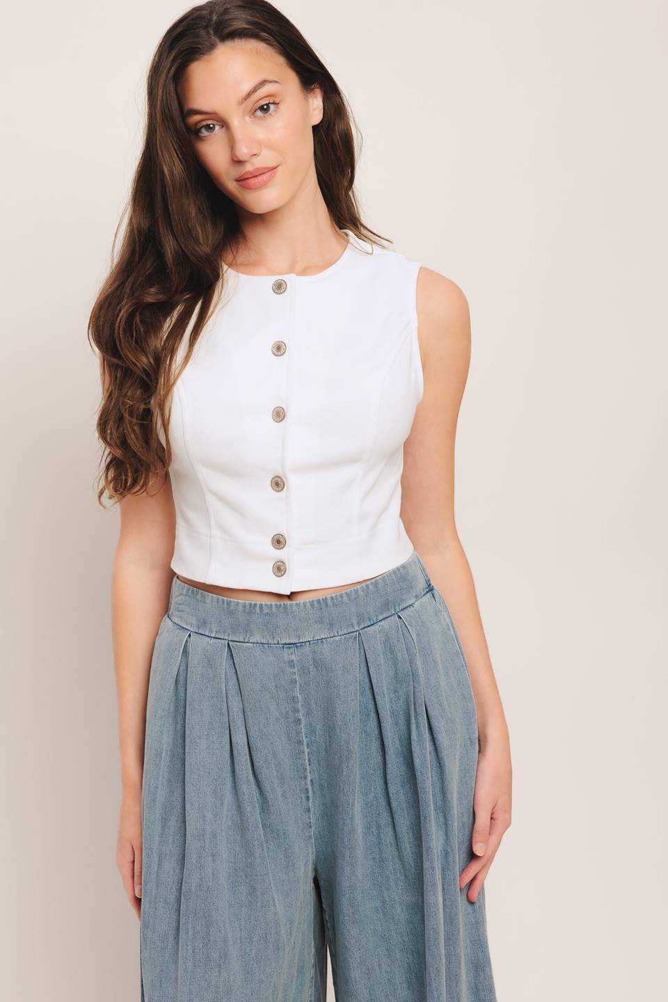Button Down Crop Top