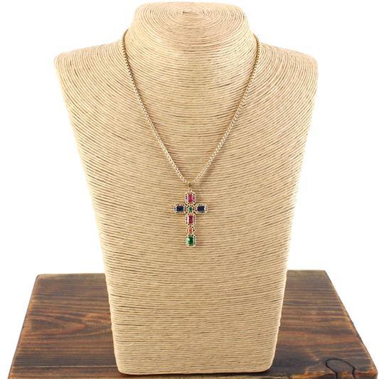Colorful Cross Pendant Necklace