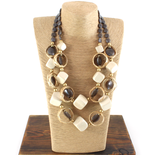 Natural Wood and Resin Necklace
