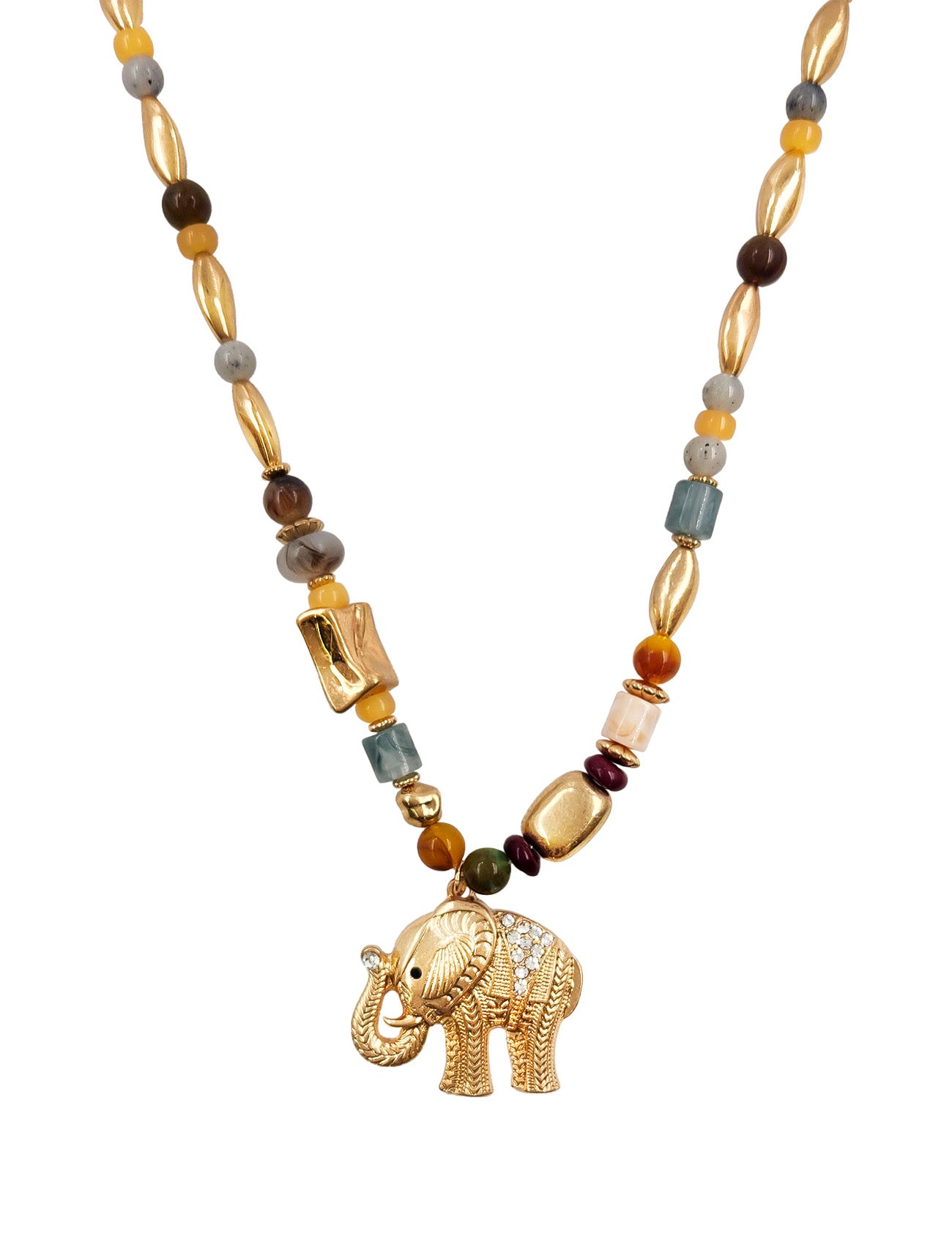 Beaded Elephant Pendant Necklace