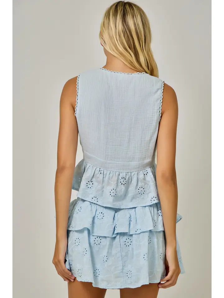 Floral Eyelet Lace Peplum Blouse