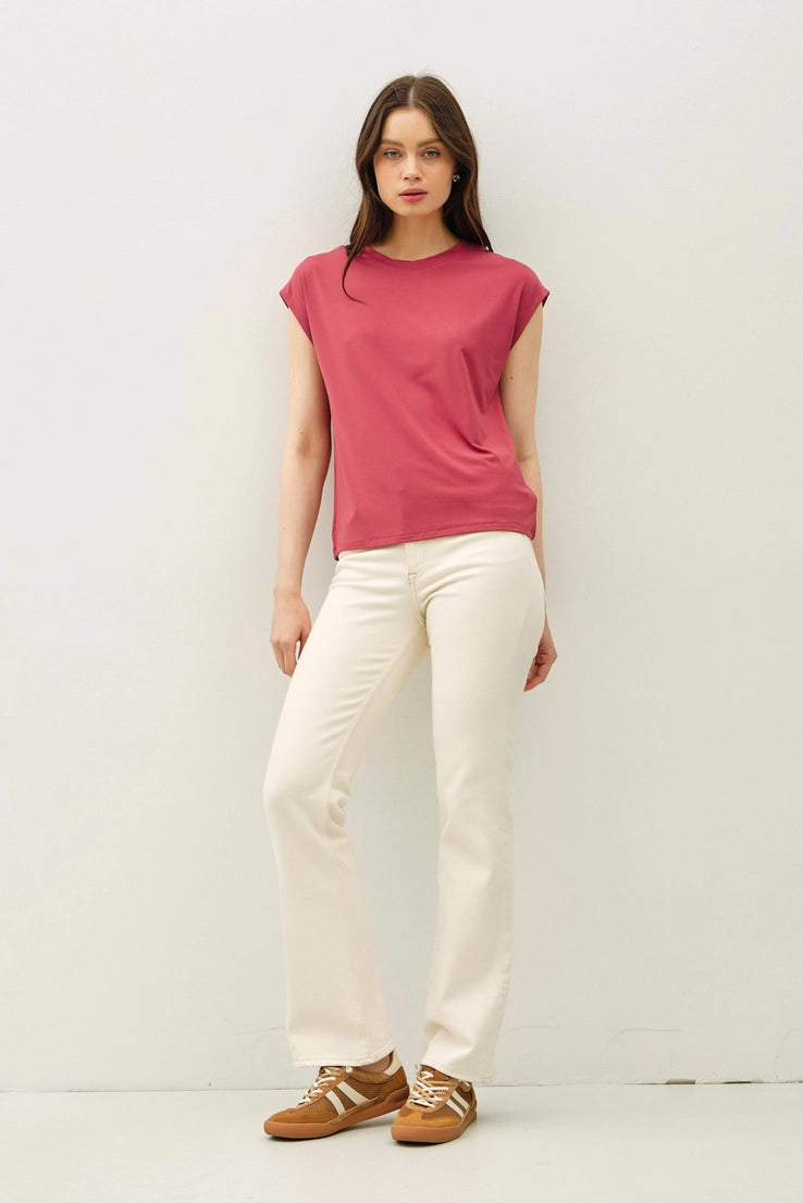 Capsleeve Basic Round Neck Top