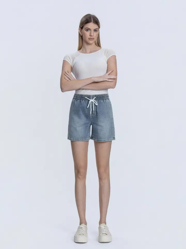 Denim Drawstring Shorts