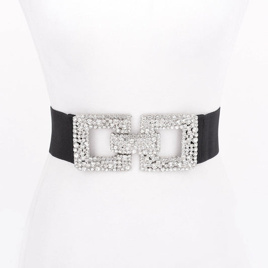 Rhinestone Bucket Elastic Belt