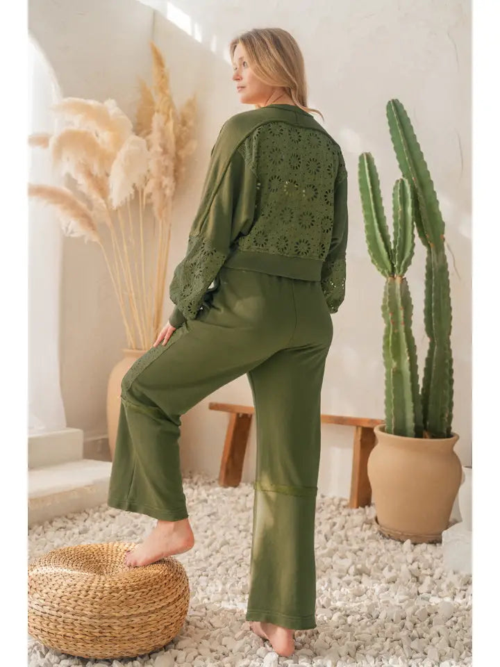 French Terry Eyelet Cardigan