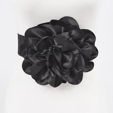 Satin Big Flower Elastic Belt