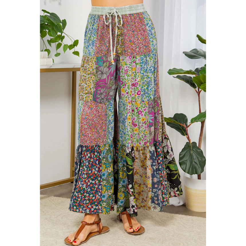 Patchwork Tiered Pants
