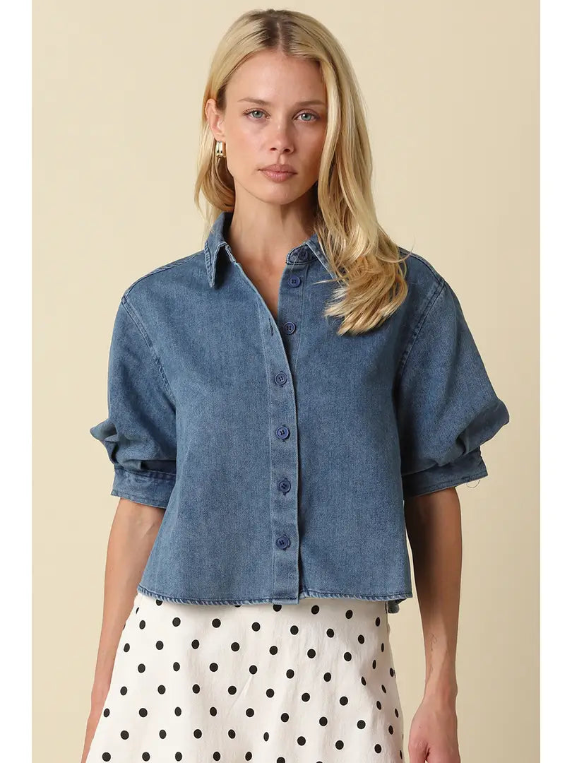 Leanna Cropped Denim Shirt