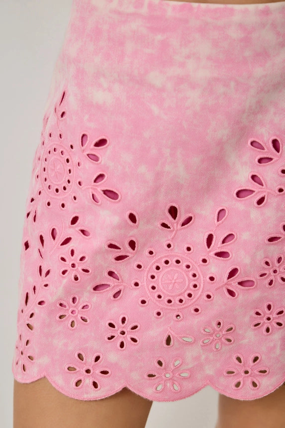 Acid Washed Eyelet Skort