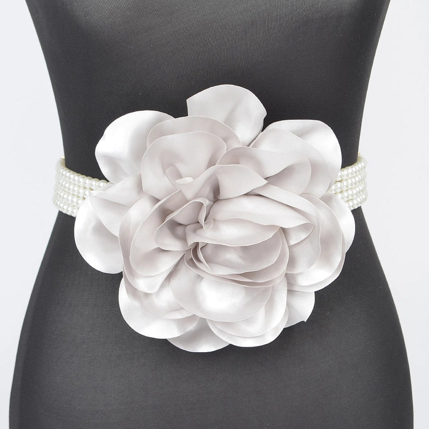 Oversized Flower Pearl Elastic Belt