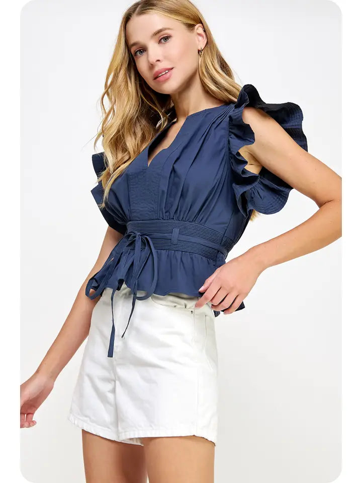 Flutter Sleeve Peplum Top