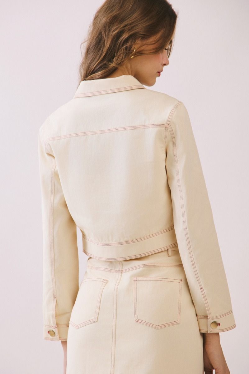 Contrast Stitch Cropped Jacket