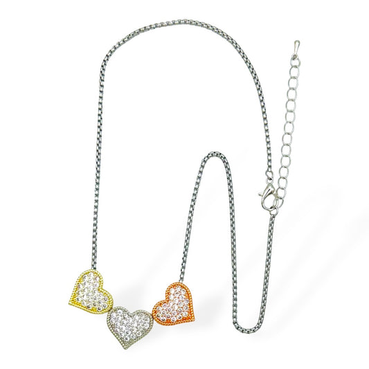 Tri Tone Heart Necklace