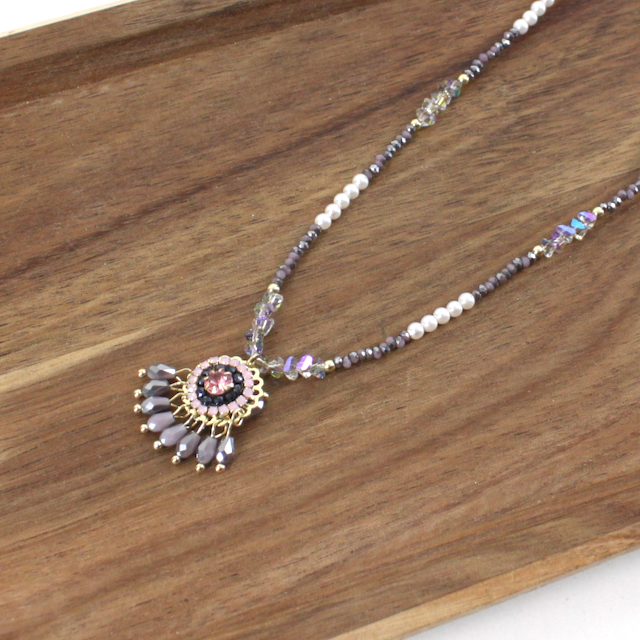 Ornate Pendant Beaded Necklace