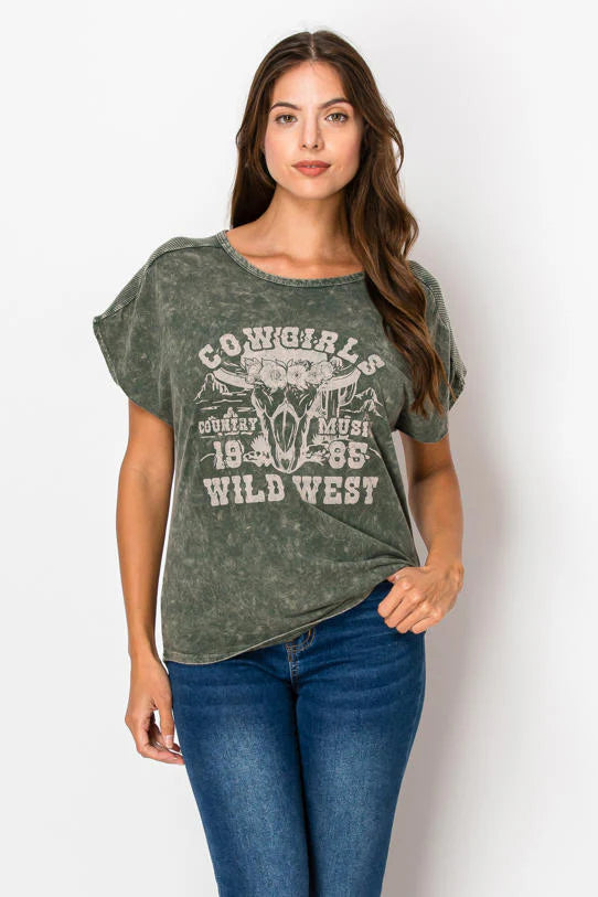 Mineral Wash Print Top