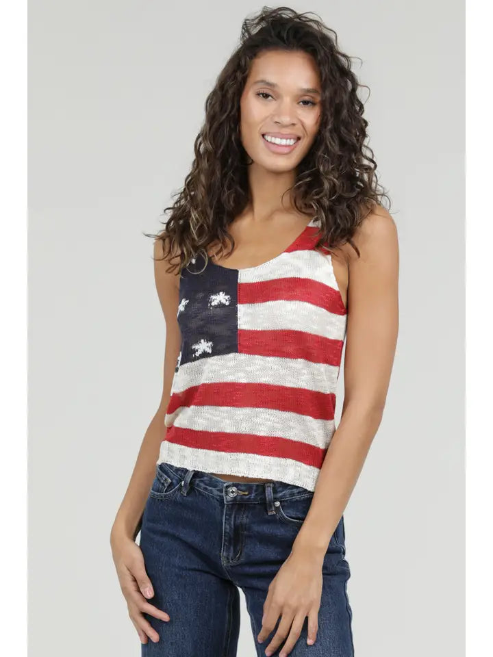 American Flag Knit Tank