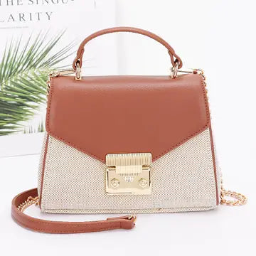 Canvas Top Handle Bag w Leopard Scarf