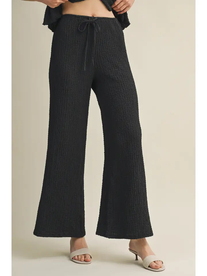 Elastic Waist Textured Pants