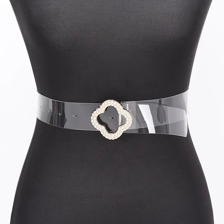 Pearl Metal Clover Buckle Clear Belt