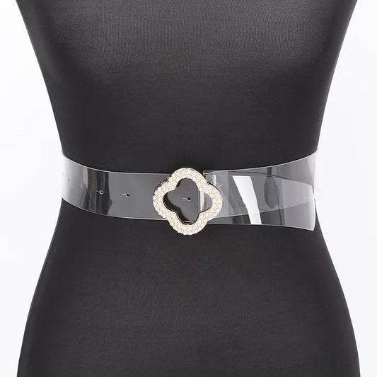 Pearl Metal Clover Buckle Clear Belt