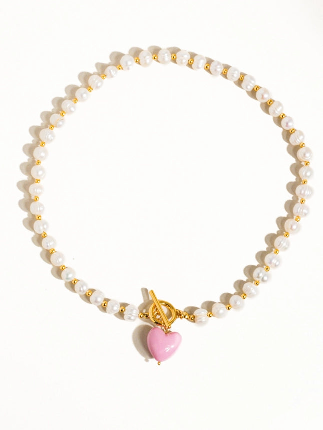 Vintage Natural Pearl Heart Necklace