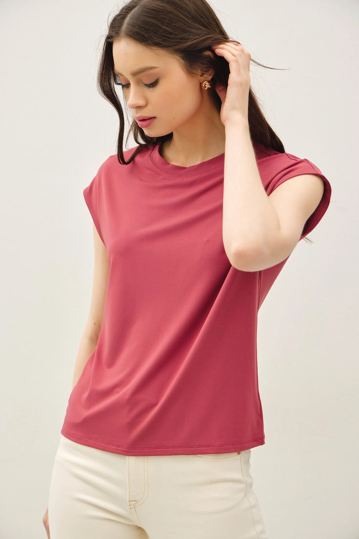 Capsleeve Basic Round Neck Top
